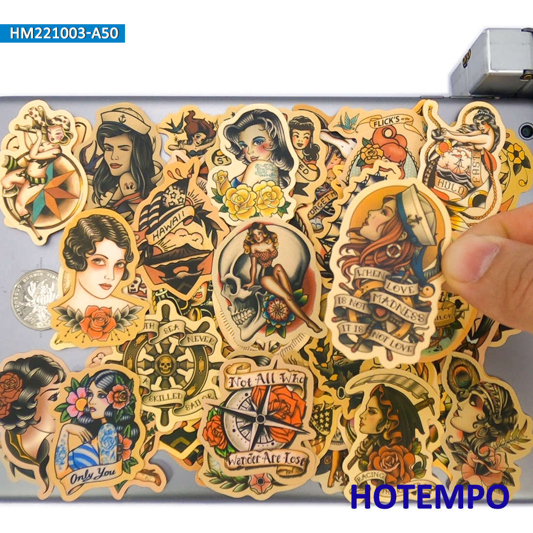 Yellow Laptop Accessories - 50 pezzi, Decalcomanie retrò ingiallite, Marinaio