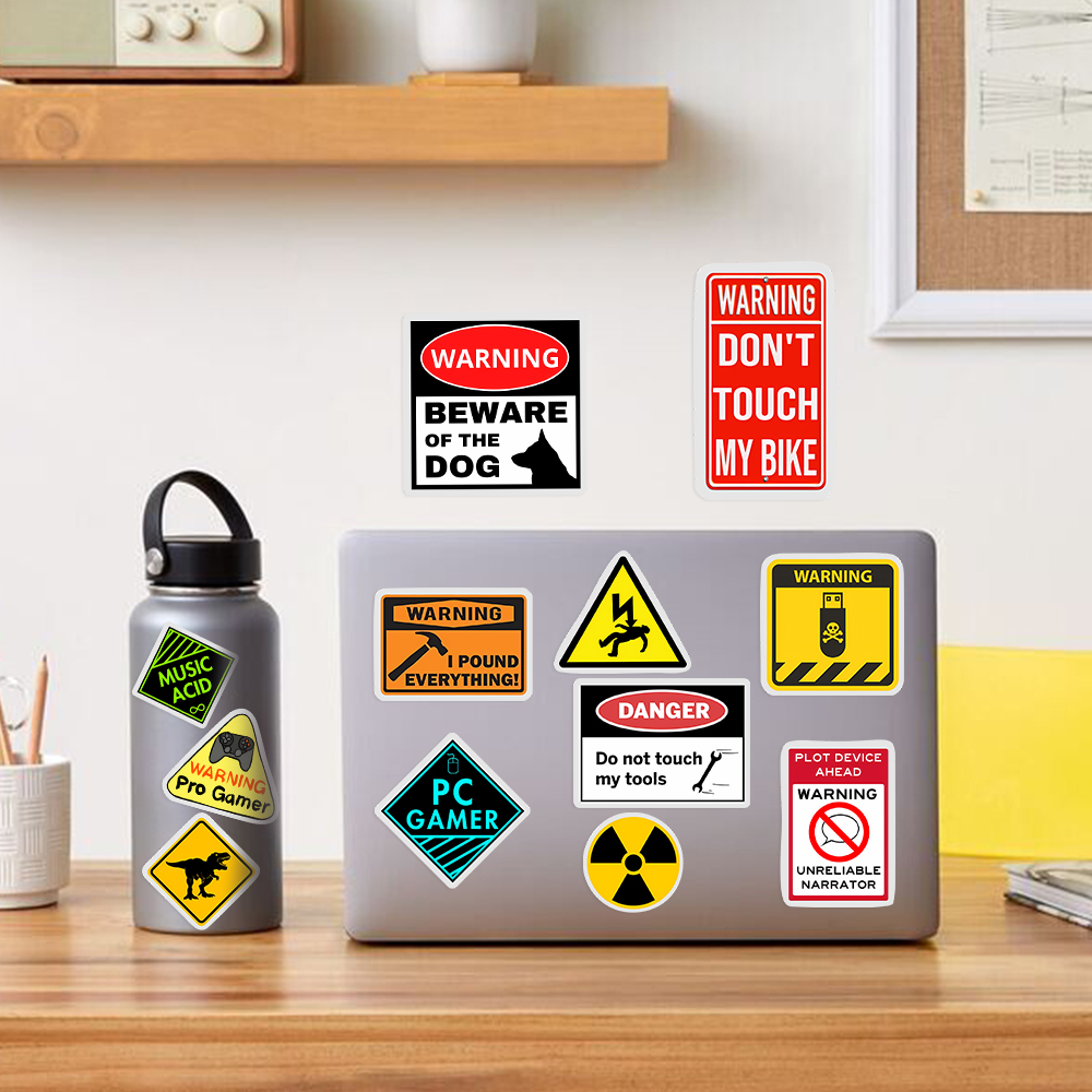 Adesivi di avvertimento strani - Yellow Laptop Accessories recensione e prezzo